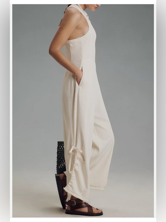 Daily Practice Pants - Anthropologie Daily Practice wide-leg jumpsuit white sleeveless drawstring